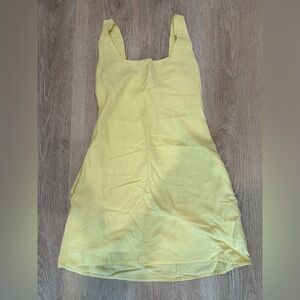 Japna Yellow Sleeveless Linen Summer Dress
